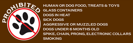 Woodstock Dog Park Prohibited Items
